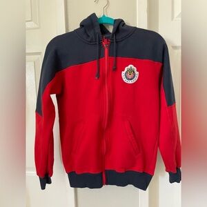 CHIVAS Red and Black Zip-Up Hoodie with Logo Size YXL